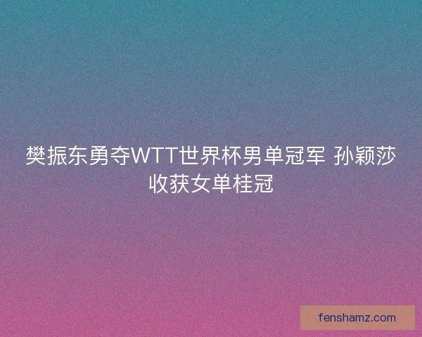 樊振东勇夺WTT世界杯男单冠军 孙颖莎收获女单桂冠