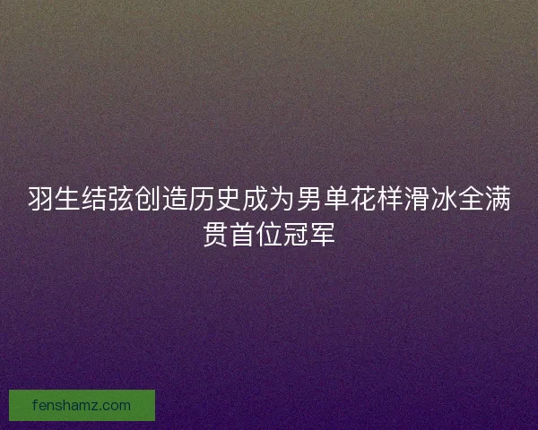 羽生结弦创造历史成为男单花样滑冰全满贯首位冠军
