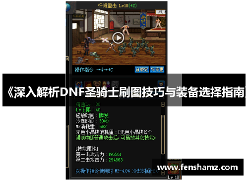 《深入解析DNF圣骑士刷图技巧与装备选择指南》